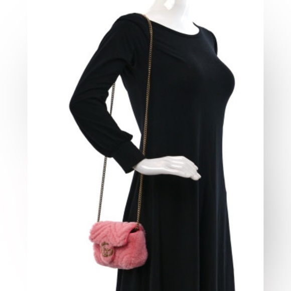 Gucci gg marmont Pink Shearling Bag new - Picture 9 of 9